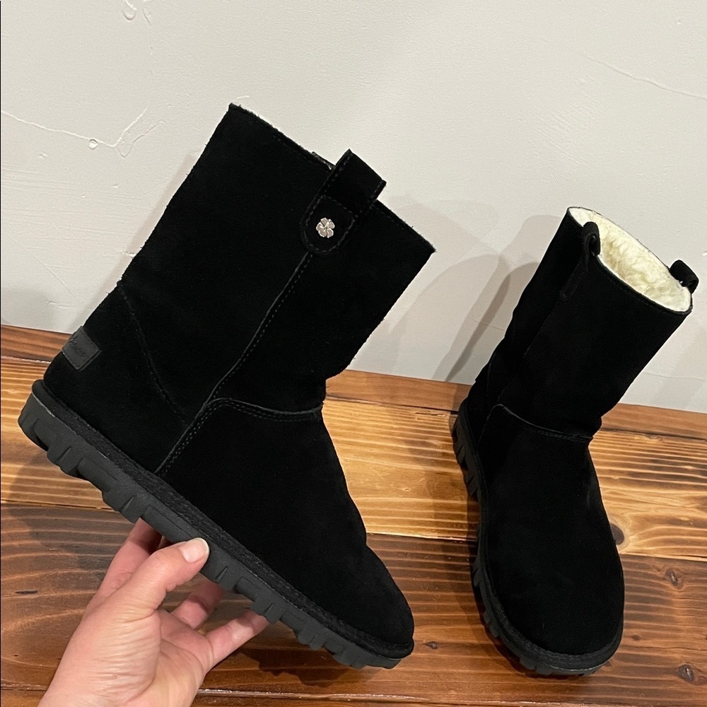 Tommy Bahama Fur Lined Boots Black Suede Size 8 Warm Winter Snow Boots
